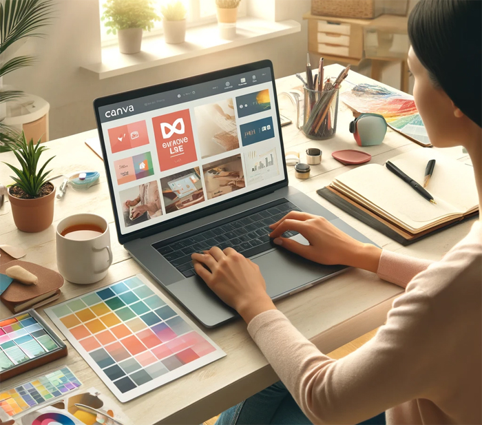 Woman Making Money with Canva at Home